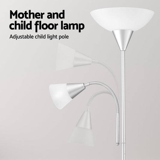 NNEDSZ Floor Lamp Mother and Child Modern Home Living Room Office Reading Silver